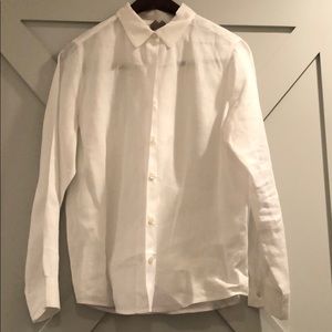 White Button Down Linen J.Jill top